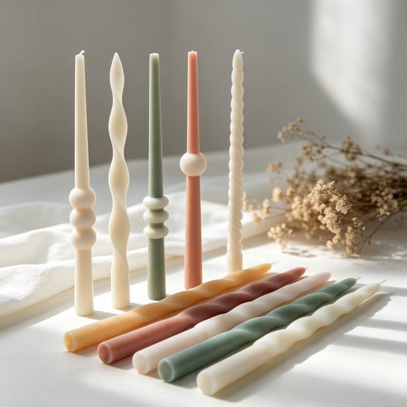 JDH Silicone Twisted Spiral Taper Candle Mold, Food Grade Silicone Mold for Soy Wax, Beeswax, Soap, Resin Craft, Candle Making Supplies