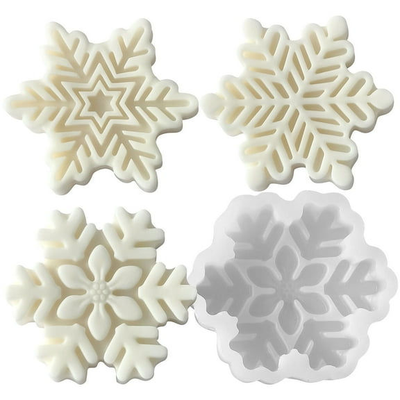 JDH silicone 3PCS Christmas Snowflake Silicone Molds for Handmade Soap, Crafts, Candle, Chocolate, Muffins, Ice ，Home Decoration Ornaments