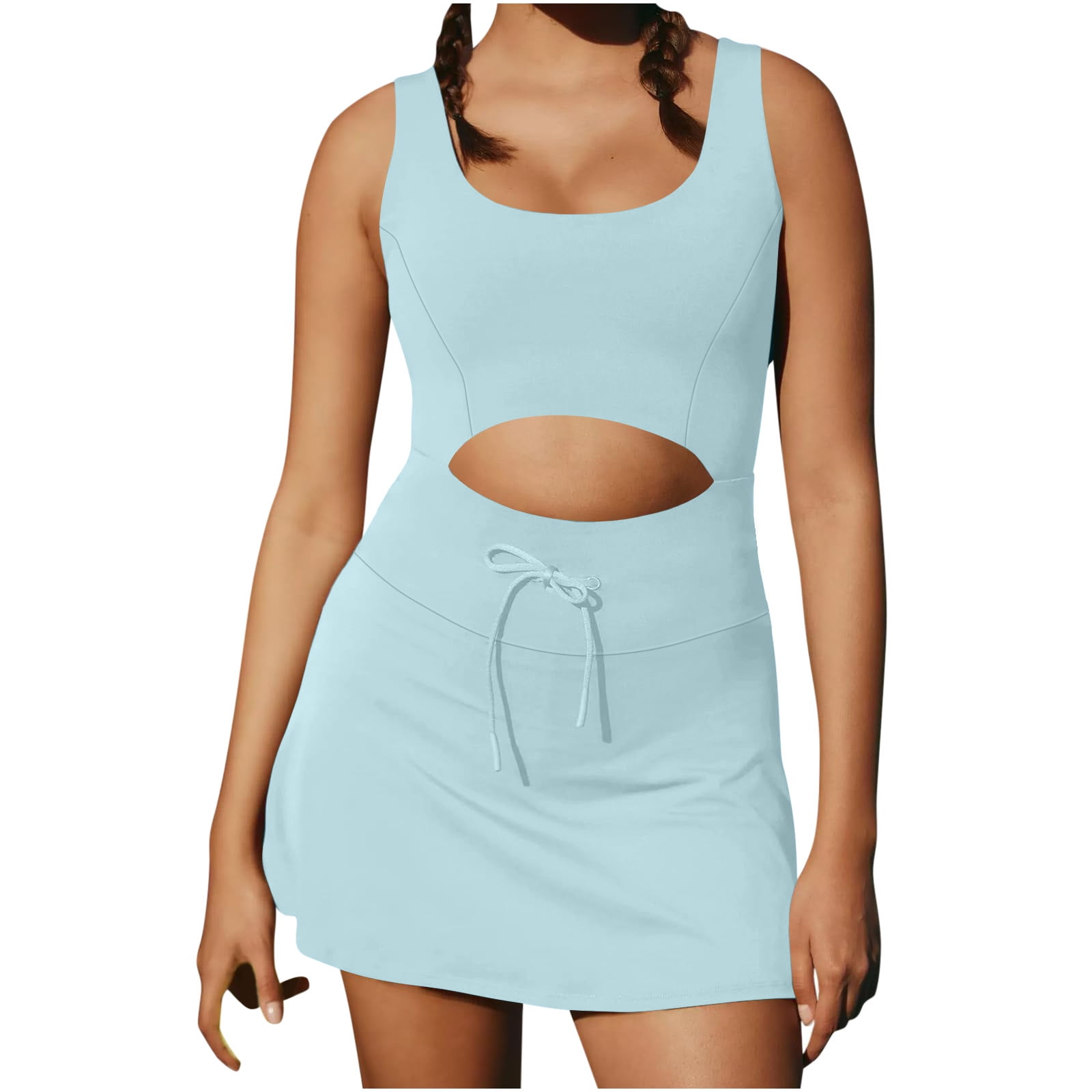 JDHUFEI Womens Tennis Dress With Built In Shorts Workout Athletic