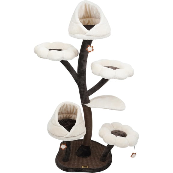 JDINAAS 6-Tier Flower Cat Tree, 22 lbs Capacity Cute cat Trees Freestanding cat Flower Tower for Homes and Pet Shops 23.6 x 21.6 x 63.8 Inch