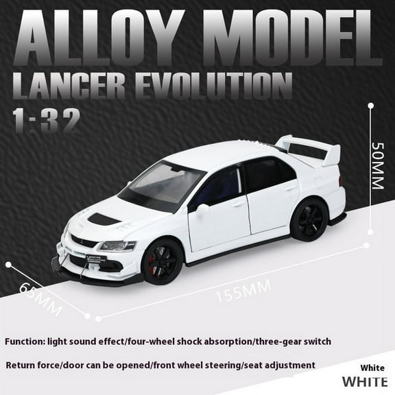 JDM 1:32 Mitsubishi Lancer Evolution Ninth Generation Super Racing Metal Alloy Diecast Car Model Sound & Light Right Rudder Gift
