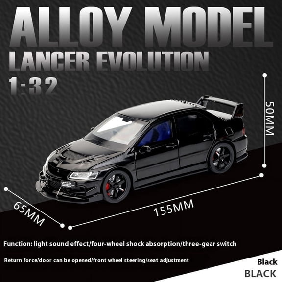 JDM 1:32 Mitsubishi Lancer Evolution Ninth Generation Super Racing Metal Alloy Diecast Car Model Sound & Light Right Rudder Gift