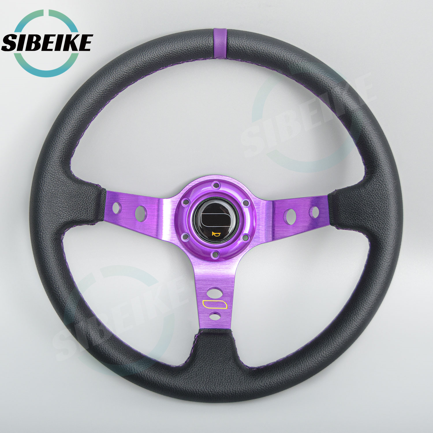 JDM 14inch Universal PVC Leather Steering Wheel Purple Spoke Auto Racing Steering Wheel