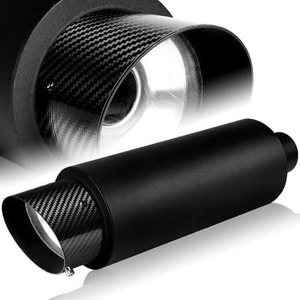 S SIZVER Weld-On Exhaust Muffler | Series 4 N1 Carbon Fiber Slant Tip, 3" Inlet, Universal Fit