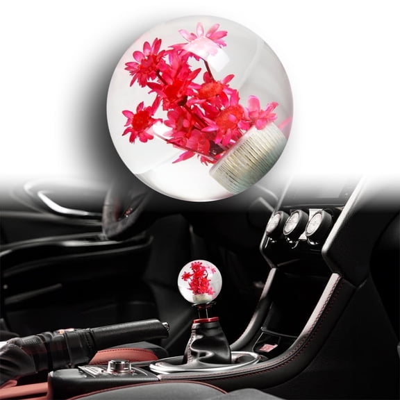 JDM 54mm Real Flower Round Ball Manual Auto Gear Stick Shift Knob Lever Shifter Pink