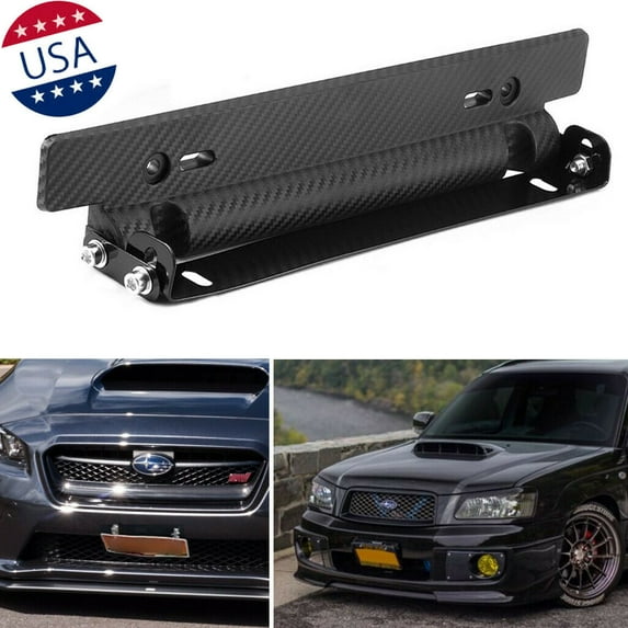 JDM Adjust No Drill Carbon Fiber Front License Plate Mount Bracket for Subaru