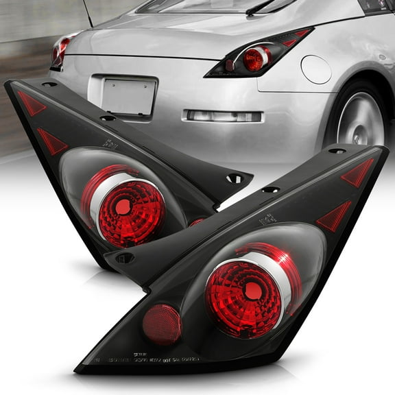 JDM Black For 2003-2005 350Z Fairlady Tail Lights Lamps Left+Right 03 04 05