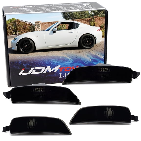 JDM Black-Out Smoked Lens Front & Rear Side Marker Light Housings, For Mazda 2016-up MX-5 ND Miata