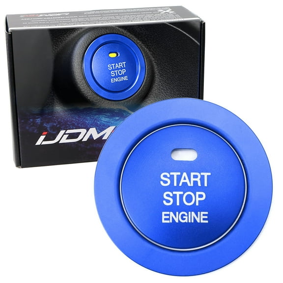 JDM Blue Aluminum Keyless Engine Push Start Button w/Surrounding Ring Trim For Subaru 2013-up BRZ, Crosstrek, 2014-up Forester, 2015-2021 WRX STI
