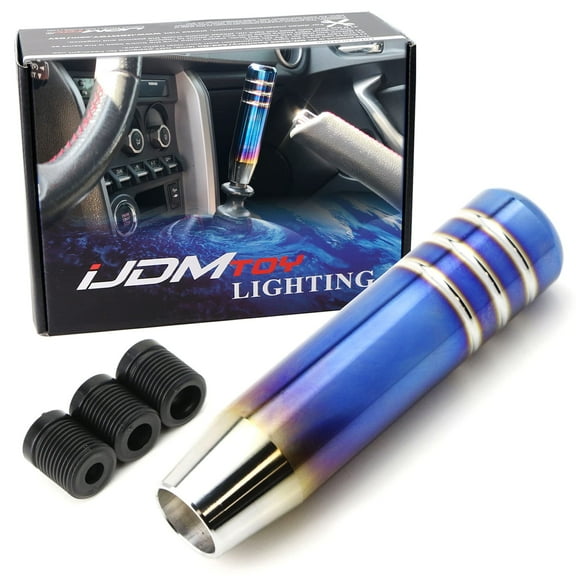 JDM Burnt Neo-Chrome Titanium Finish Shift Knob Stick, Universal Fit Most Car 4/5/6 Speed Manual or Automatic, etc