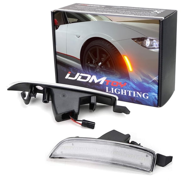 JDM Clear Lens Amber Full LED Front Side Marker Light Assemblies For 2016-up Mazda MX-5 Miata, Powered by Total 56-SMD LED, Replace OEM Sidemarker Lamps