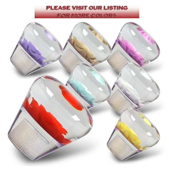JDM Clear Real Rose Flower Diamond Shape Manual Gear Stick Shift Knob 50mm New