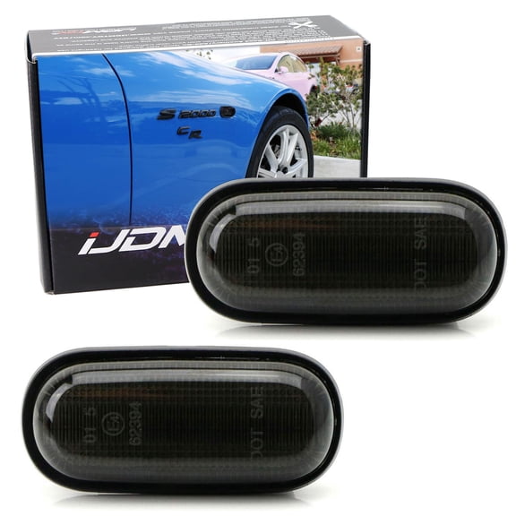 JDM Dark Smoked Lens Side Marker Lamp Assembly w/OEM 194 2825 Incandescent Bulbs, Socket/Adapters For 2000-2009 Honda S2000