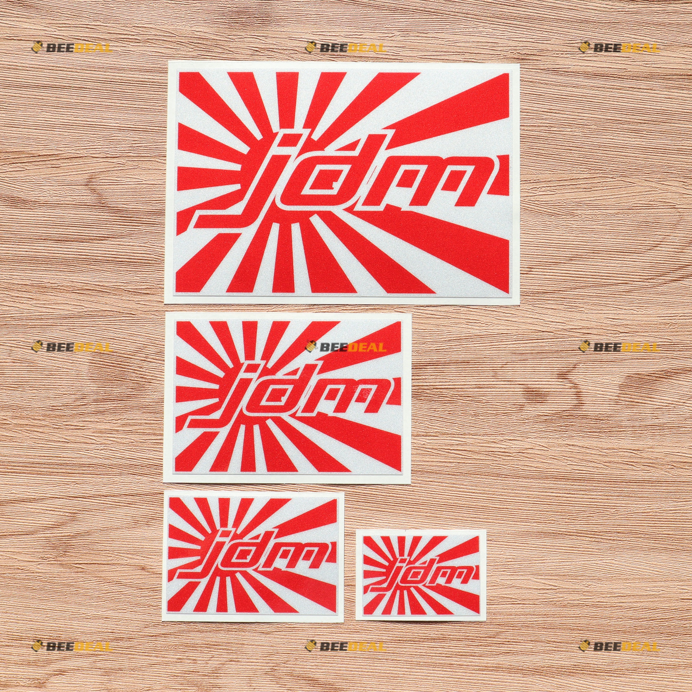 Japanese Rising Sun Vinyl Decal Stickers - 3 Pack (3", 4", 6") Glossy JDM Car Stickers, Waterproof & UV Resistant