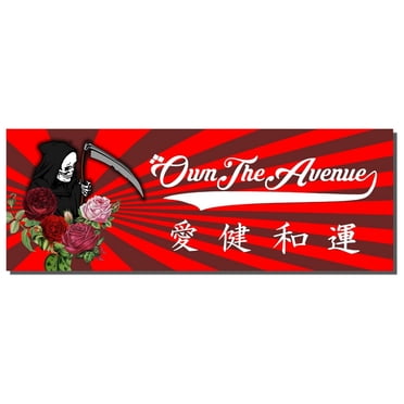 OwnTheAvenue Night Runner Japanese Grim Reaper JDM Sticker – Glossy Vinyl, 8in Multicolor