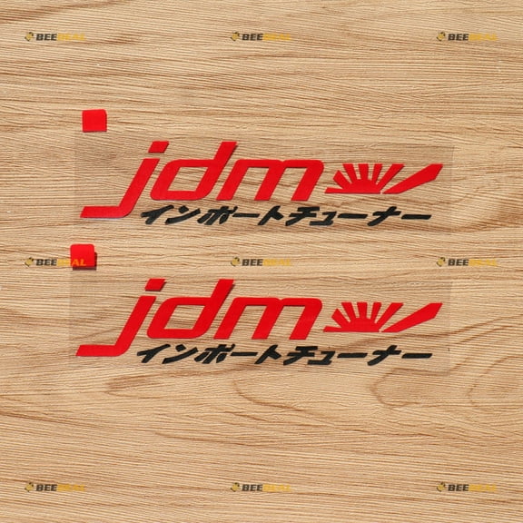 JDM Kanji Japanese Symbol Rising Sun Flag Japan Car Decal Vinyl Sticker - 2 Pack Black+Red, 6 Inches - No Background 01241