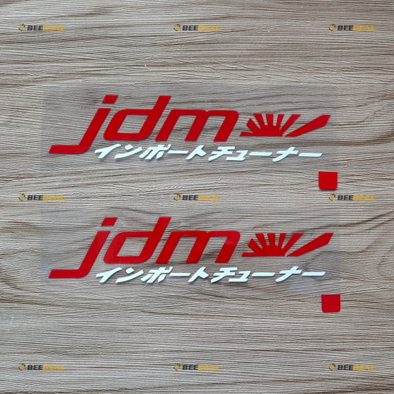 JDM Kanji Japanese Symbol Rising Sun Flag Japan Car Decal Vinyl Sticker - 2 Pack White +Red 6 Inches