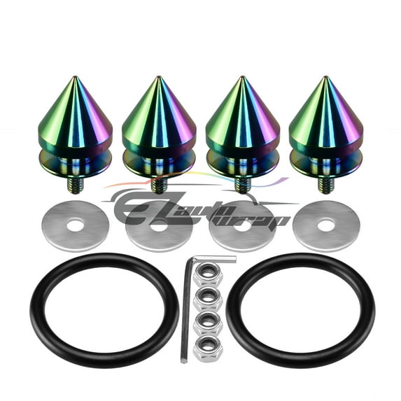 JDM Neo Chrome Spike Bumper Quick Release Fasteners For Car Bumpers Trunk Fender Hatch Lids Kit