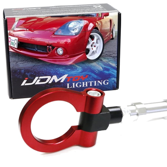 JDM Red Track Racing Style Tow Hook Ring For 2000-2007 Toyota MR-2 Front Bumper, Made of Lightweight Aluminum