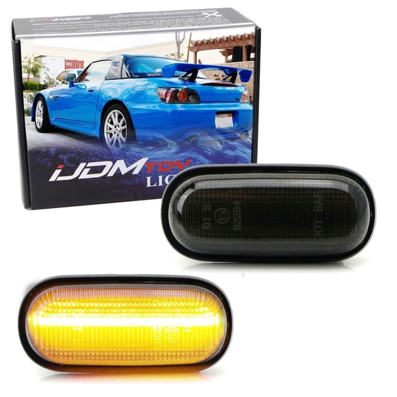 JDM Smoked Lens Amber Full LED Front Fender Side Marker Light Kit For 2000-2009 Honda S2000, Replace OEM Amber Sidemarker Lamps