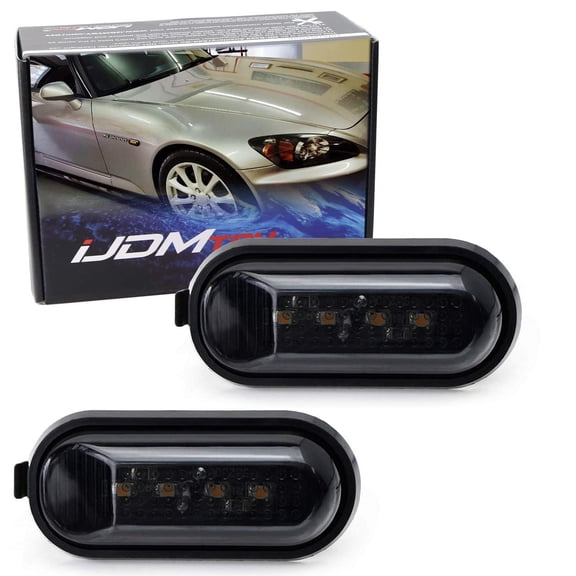JDM Smoked Lens Amber Full LED Front Side Marker Light Kit For 2000-2009 Honda S2000, Replace OEM Amber Sidemarker Lamps