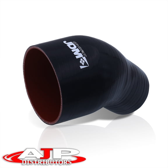 JDM Sport Universal for Forced Induction Cars 2.75" to 2.5" Inch 45 Degree Elbow Bend Angle Silicone Reducer Coupler Hose Tube (Black/Red) - Turbo Intercooler Pipe Piping Intake Upgrade