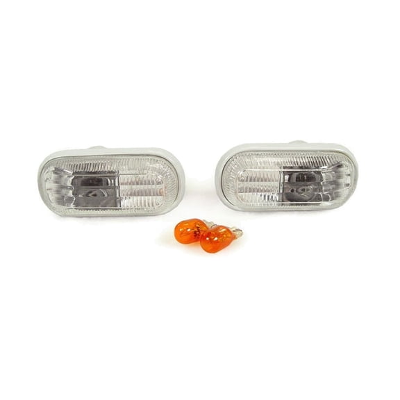 JDM Style Crystal Clear Quarter Panel Side Marker Pair Bulbs With ABS Plastic Lens And Chrome Housing