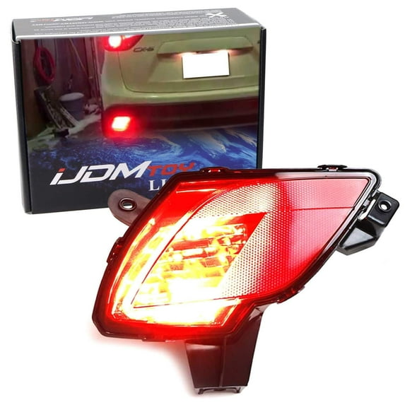 JDM Style Driver Side ONLY Rear Fog Lamp Kit w/Super Bright Red LEDs, Wiring & Bumper Reflector Lamp For Mazda 2013-2016 Pre-LCI CX-5