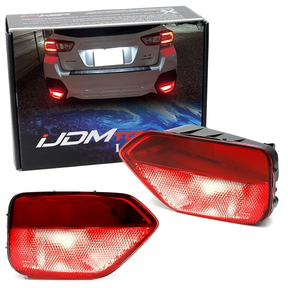 JDM Style Dual LED Rear Fog Light Kit For Subaru 2018-2022 XV CROSSTREK, Includes Brilliant Red LED Bulbs, Left/Right Rear Fog Lamps w/Wiring Harness
