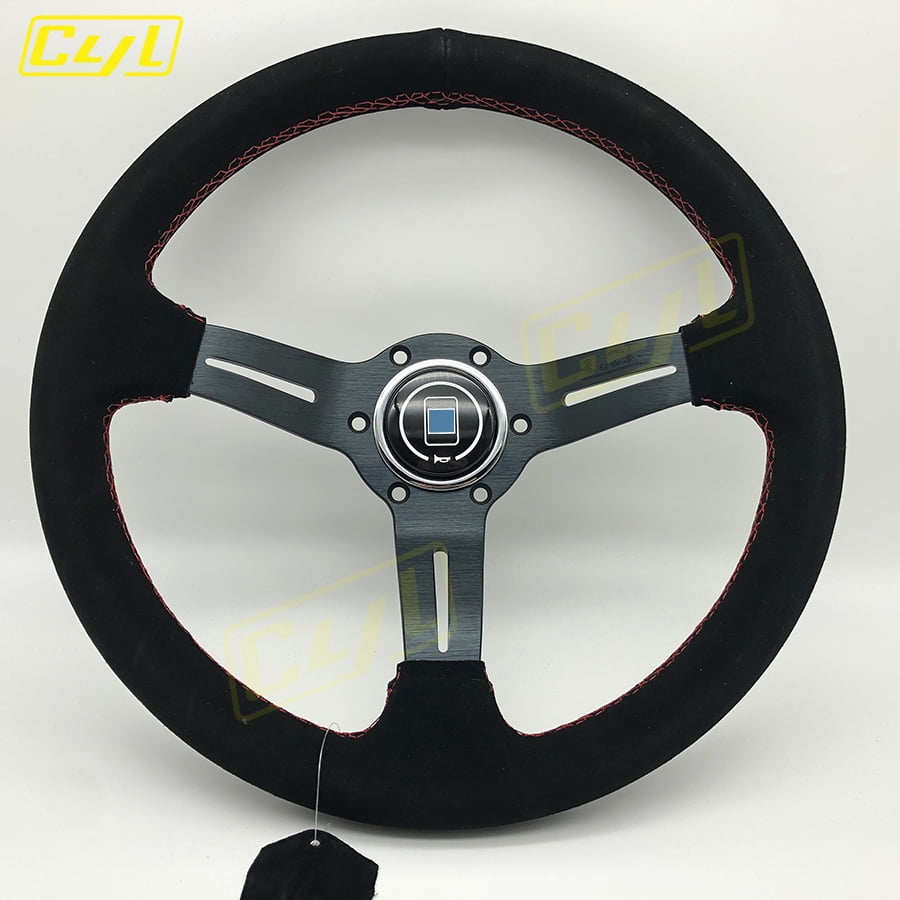 JDM Universal 13inch Suede Leather Steering Wheel Deep Dish Sim Racing ...