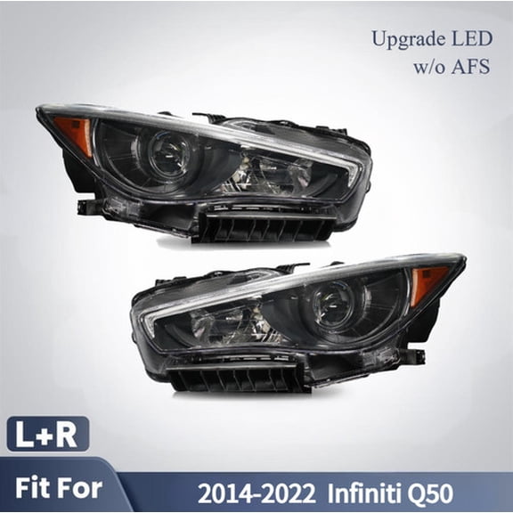 JDM Upgrade LED Headlights For 2014-2022 Infiniti Q50 without AFS Left+Right