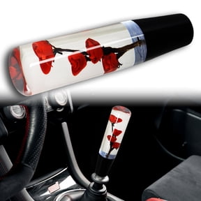 JDM VIP 20CM Clear Real Flowers Manual Gear Stick Shift Knob Lever Shifter Red