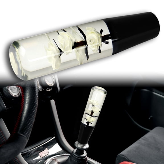 JDM VIP 20CM Clear Real Flowers Manual Gear Stick Shift Knob Lever Shifter White