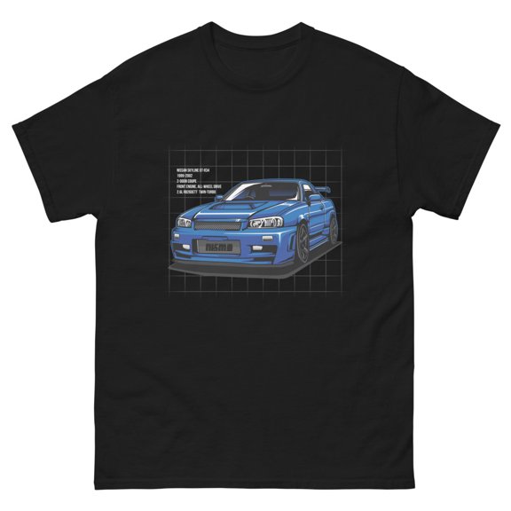 JDM drift King skyline import classic tee t-shirt (Black, M)