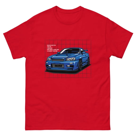 JDM drift King skyline import classic tee t-shirt (Red, L)