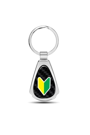 JDM the Wakaba Leaf Real Black Carbon Fiber Chrome Metal Teardrop Key Chain