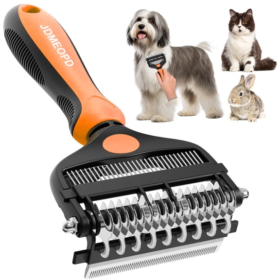 JDMEOPD 3-in-1 Pet Grooming Brush for Dogs & Cats – Removes Loose Hair, Mats & Undercoat, Safe Deshedding Tool for Long & Short Hair(Orange)