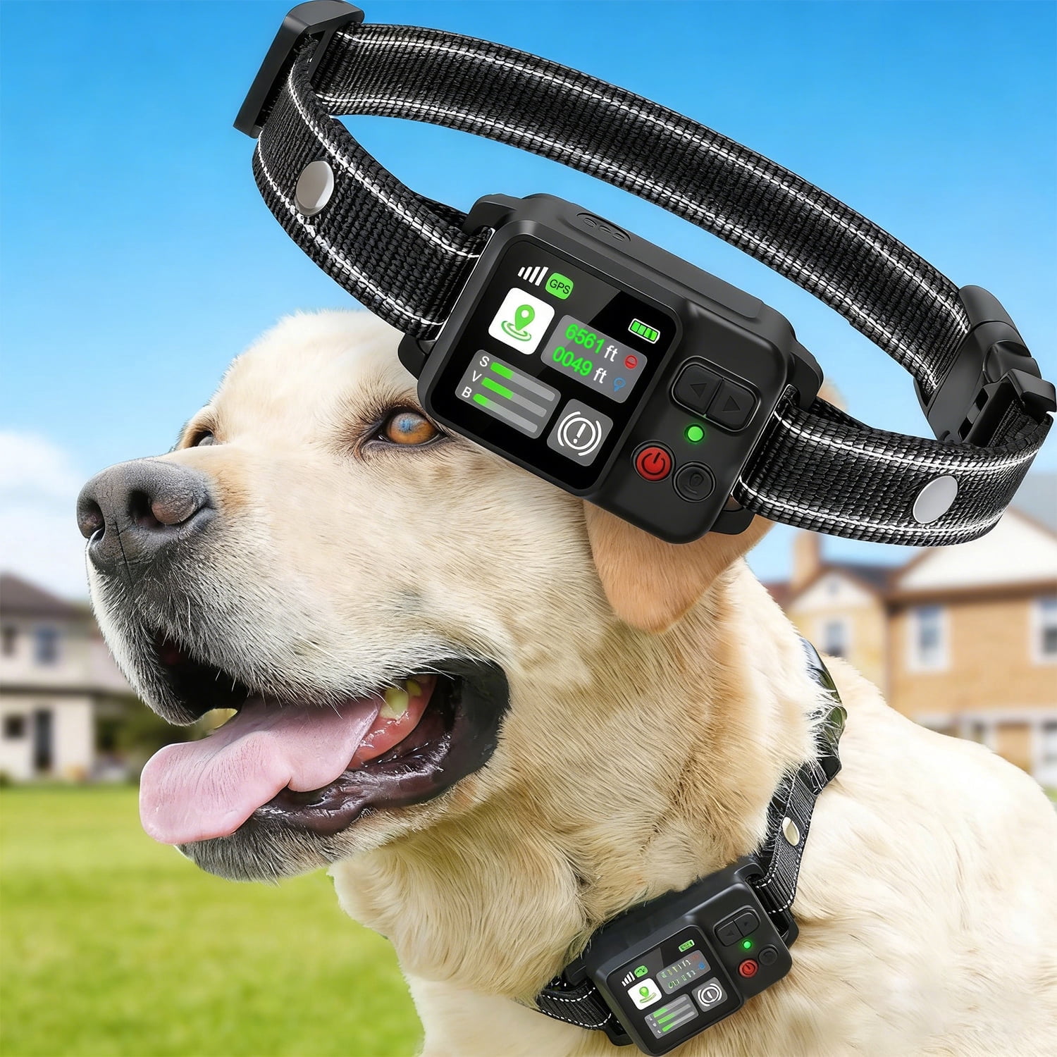 JDMEOPD GPS Wireless Dog Fence System,Circular Electric Fence for Dogs | Adjustable Range from 49 to 6561 ft | GPS Positioning,3 Training Mode,Rechargeable,IP67 Waterproof, No App,Outdoor Use Only