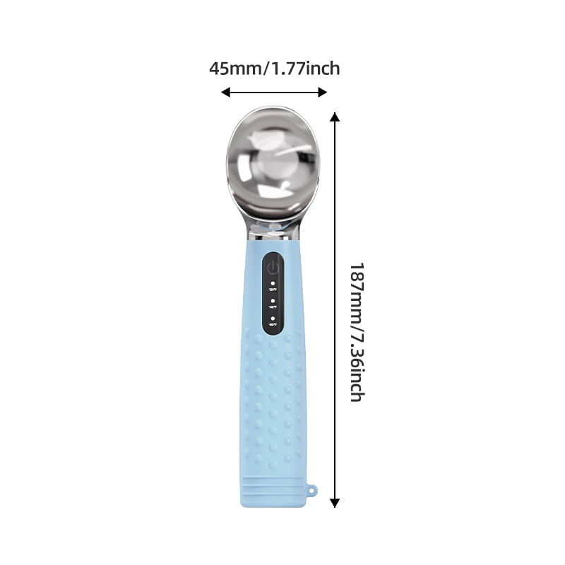 JDMEOPD Heated Ice Cream Scoop , Electric Ice Cream Scooper for Hardened Ice Cream, Gelato, Sorbet, Melon, Waterproof IPX7, Handheld Heating Up to 160°F, Rechargeable with LED Display（Blue）