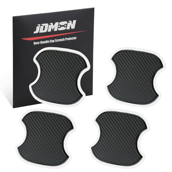 JDMON Car Door Handle Cup Scratch Protector, 4Pcs TPU Carbon Fiber Texture Sticker Universal (M)