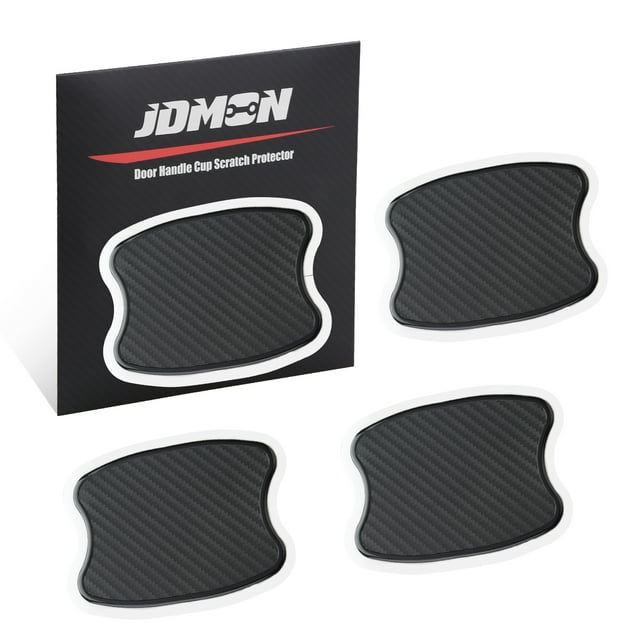 JDMON Car Door Handle Cup Scratch Protector, 4Pcs TPU Carbon Fiber