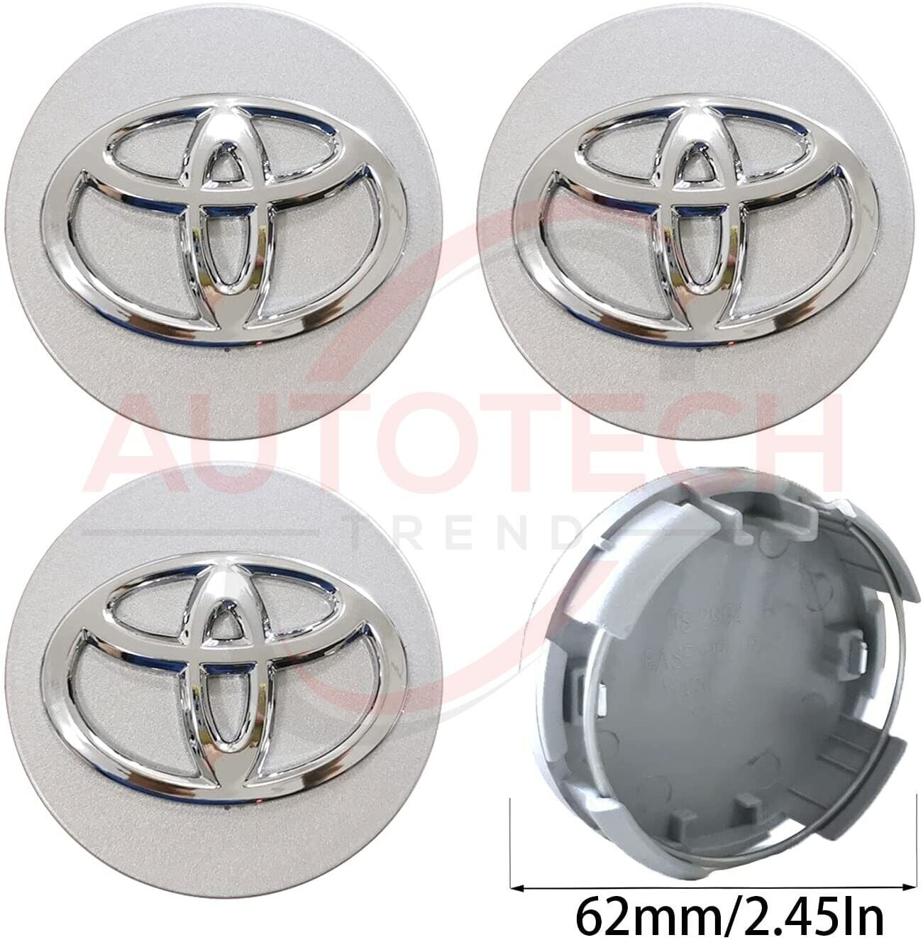 JDMOTIVE 62mm Wheel Covers & Hub Caps ABS Silver Chrome Fits Toyota, 4 Pack