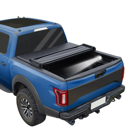 JDMSPEED Soft 4-Fold Truck Bed Tonneau Cover Compatible with 2004-2014 Ford F-150 2006-2014 Lincoln Mark LT Tonneau Cover 5.5ft (66in) Bed