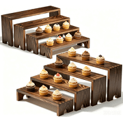 JDNRXO 2 Set Large Wooden Tiered Riser Display Stands for Vendor Events,Stackable Wooden Cupcake Stand,Vendor Booth Display Items,Food Display Risers for Party