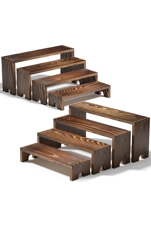 2 Set Large Wooden Tiered Riser Display Stands for Vendor Events,Stackable Wooden Cupcake Stand,Vendor Booth Display Items,Food Display Risers for Party