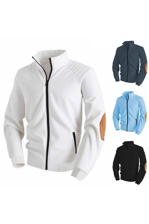 JDQJBZ Men's Winter Coats,Sports Coat For MenWinter Jacket Men Lightweight Jacket Color Long Sleeve Stand Collar Outdoor Jacket With Zipper Pockets Arm Pleated