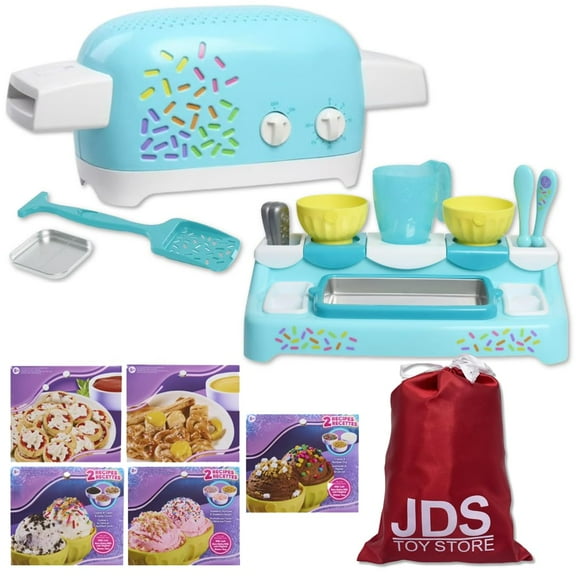 JDS Easy Baking Oven and Ice Cream Maker Bundle with Turquoise Oven and Workstation, Vanilla, Chocolate, and Strawberry Ice Cream Mixes, Pizza and Pretzel Mixes, plus JDS Refill Mix Bag