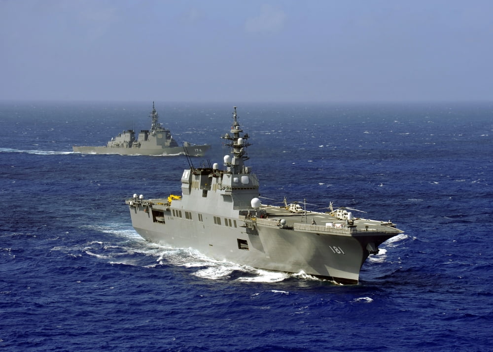 JDS Hyuga sails in formation with US Navy and Japan Maritime Self Defense Force ships Canvas Art - Stocktrek Images (34 x 24)