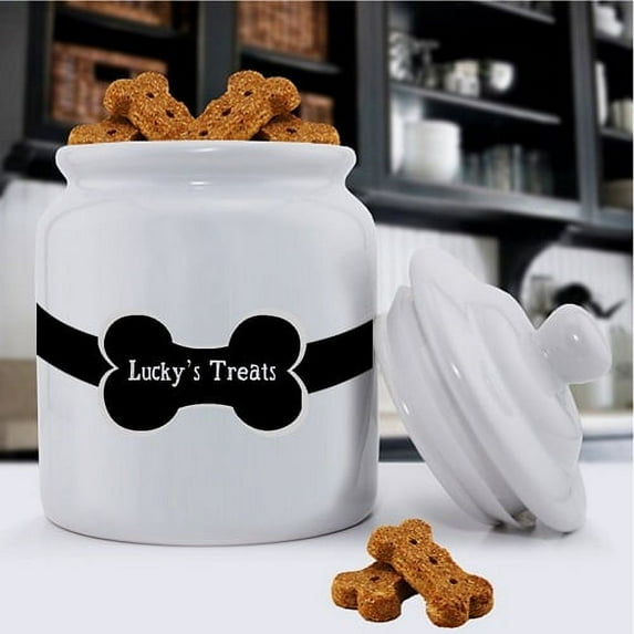 JDS Personalized Classic Dog Treat Jar, Colorful Bones