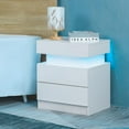 JDZHAPPYLIFE LED Nightstand for Bedroom Modern High Gloss Wood 2